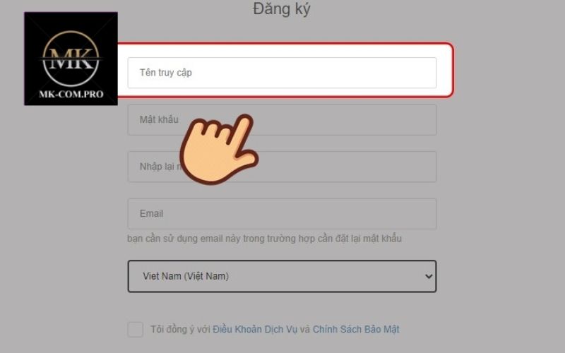 Update thông tin theo form đăng ký MK yêu cầu